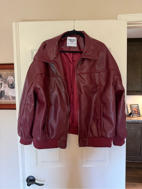 Princess Polly Jackets & Blazers - Princess Polly Wine Vegan Leather Jacket